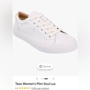 Taos Footwear Women's Plim Soul Lux White Leather Sneakers Size8.5. Like new